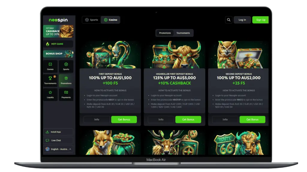 Bonuses and Promotions NeoSpin  